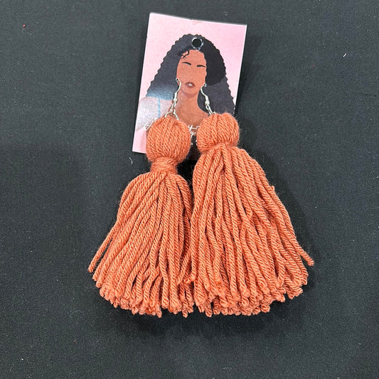 Burnt Coral Tassel Earrings