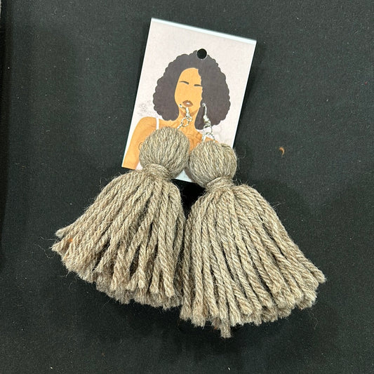 Charcol Gray Tassel Earrings