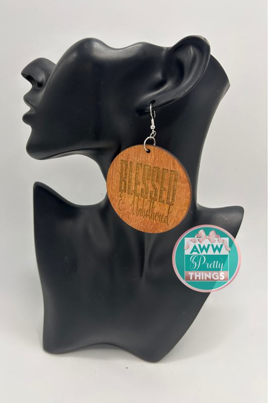 Blessed and Unbothered Engraved Earrings