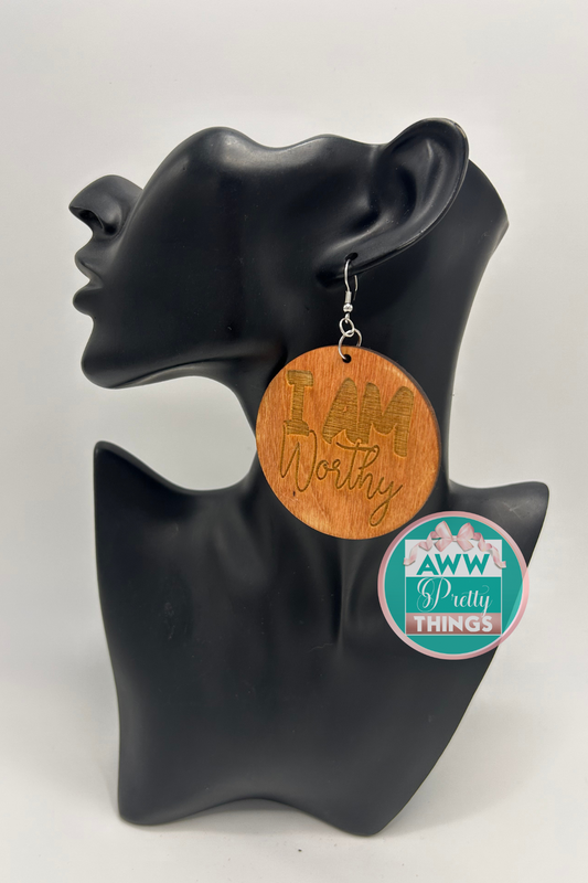 I Am Worthy Engraved Earrings