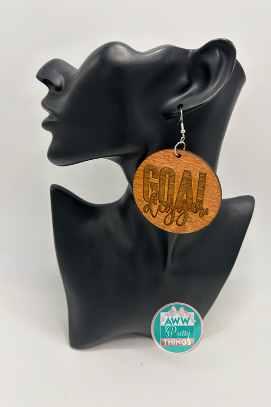 Goal Digger Engraved Earrings