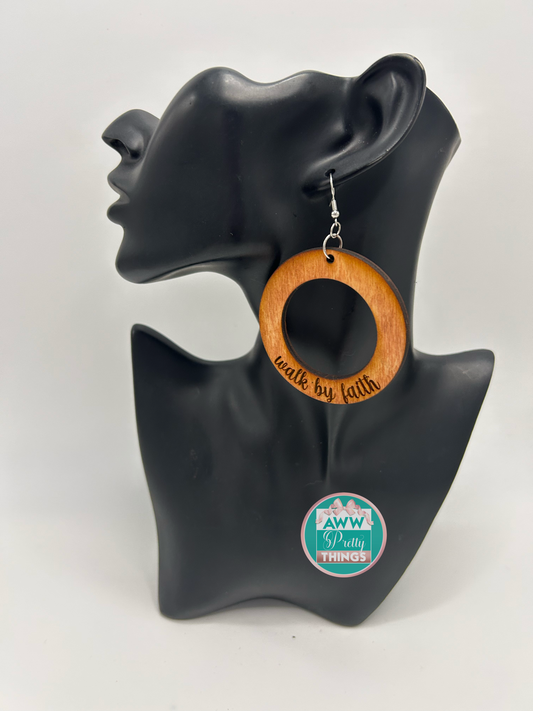 Walk By Faith Engraved Earrings