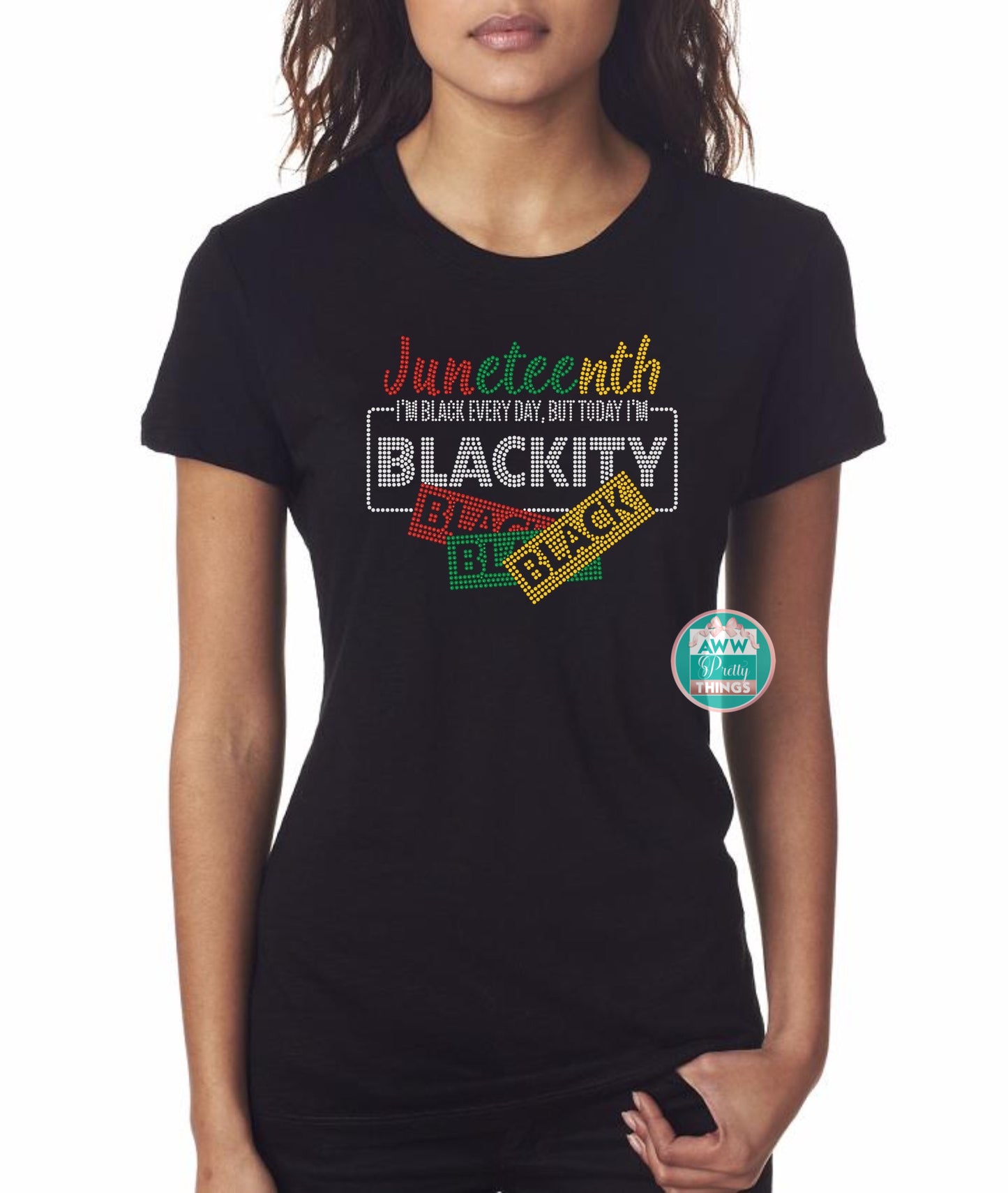 Blackity Black   Rhinestone Bling Shirt