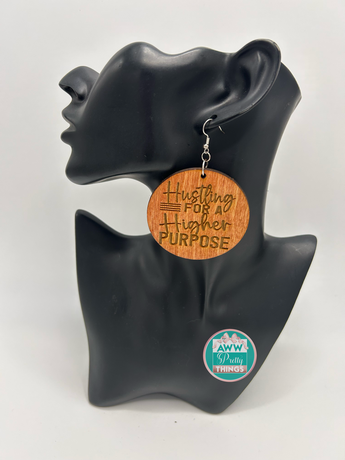 Hustling for a Higher Purpose Engraved Earrings