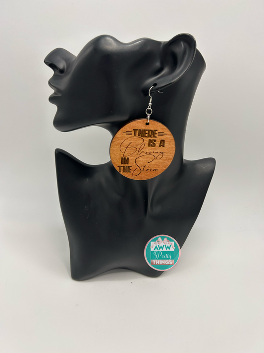 There Is A Blessing In the Storm Engraved Earrings