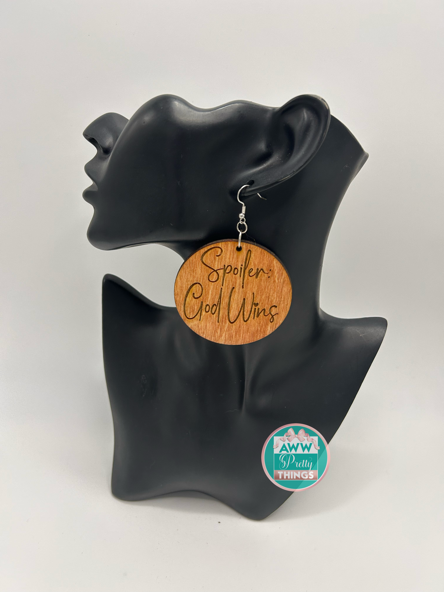 Spoiler God Wins Engraved Earrings