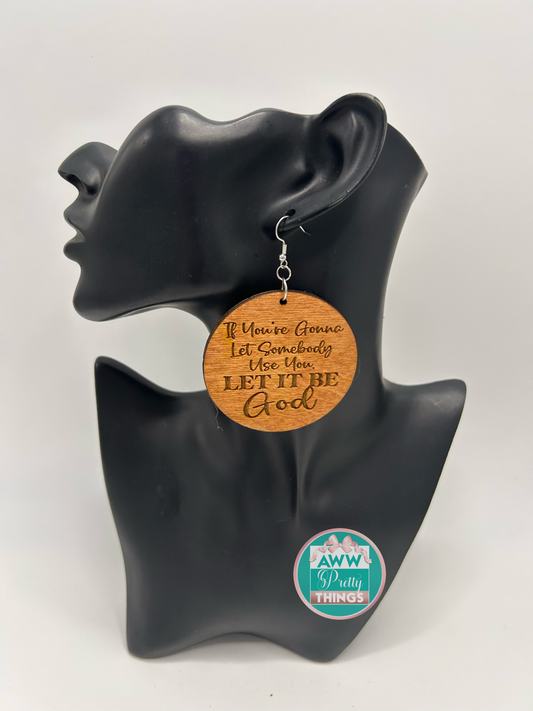 Let It Be God Engraved Earrings