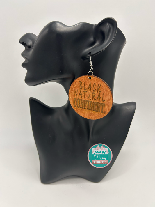 Black Natural Confident Engraved Earrings