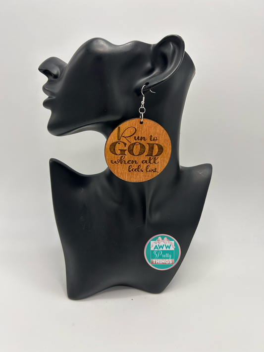 Run to God  Engraved Earrings