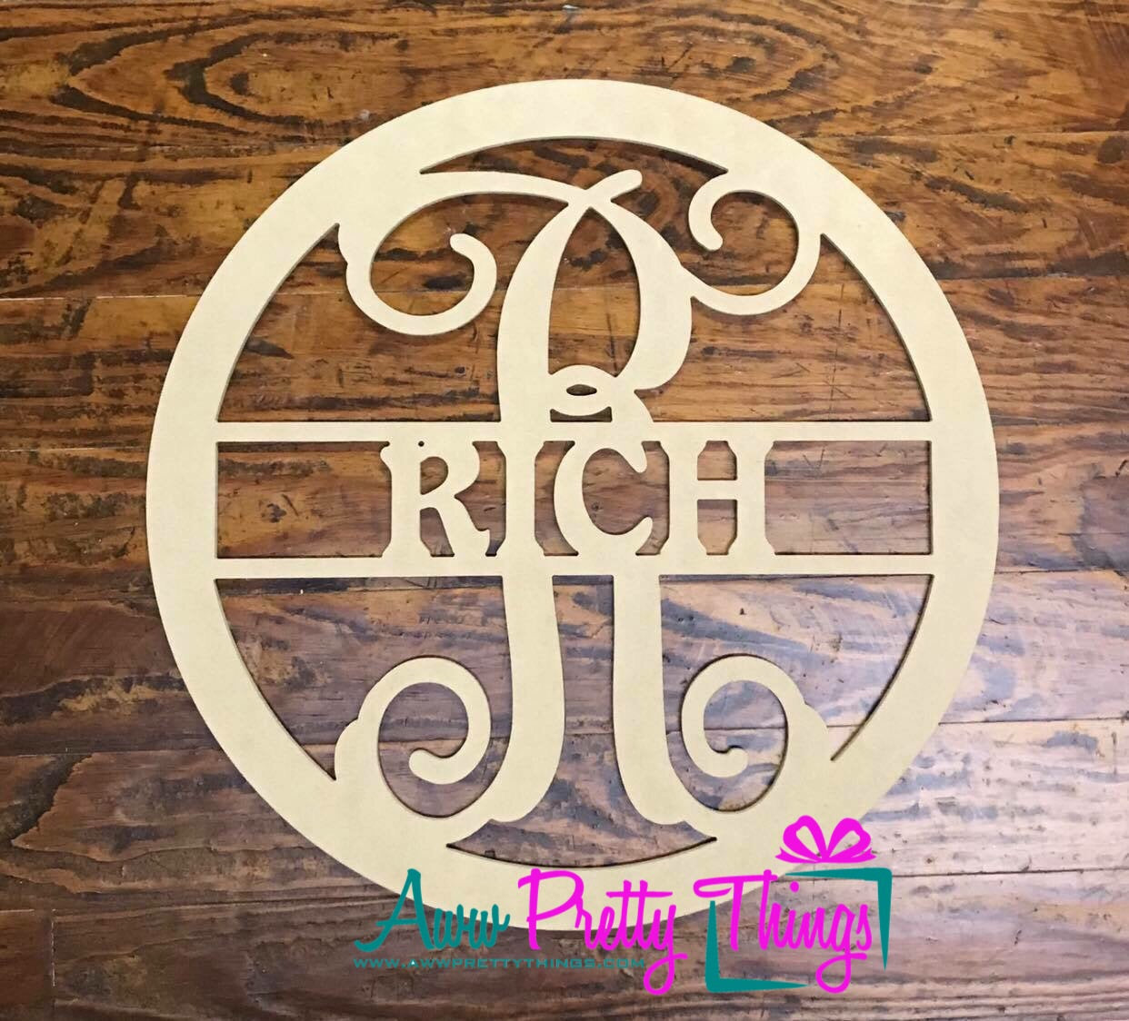 Initial with Name Wooden Doorhanger