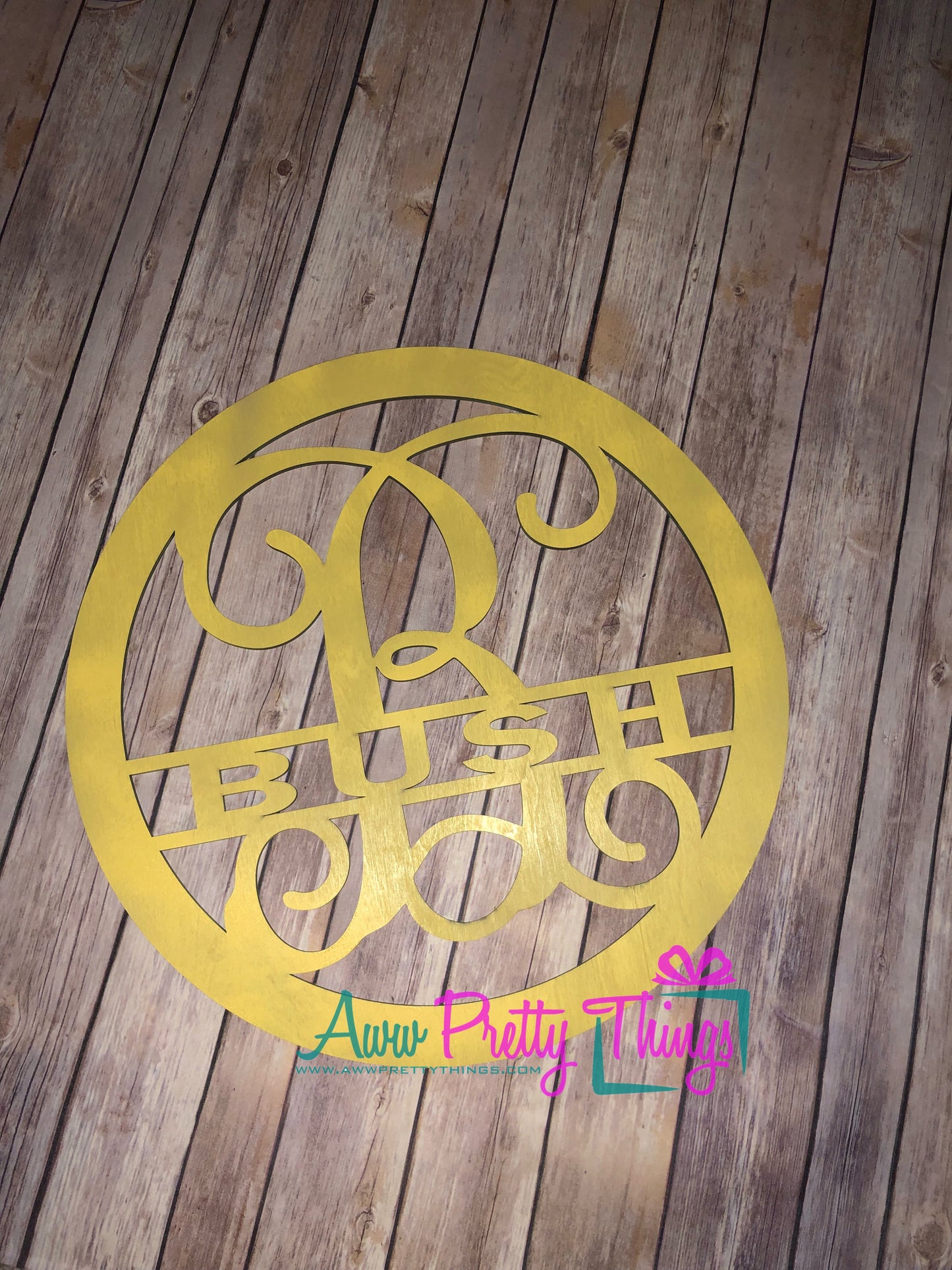 Initial with Name Wooden Doorhanger