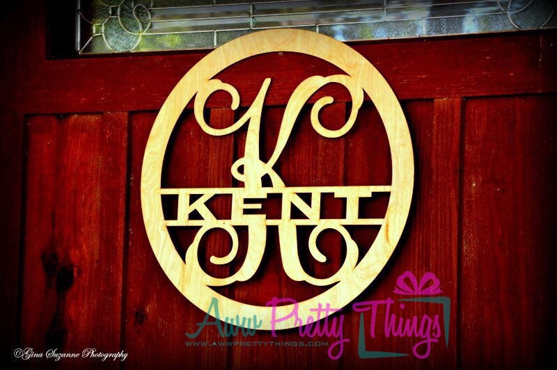 Initial with Name Wooden Doorhanger