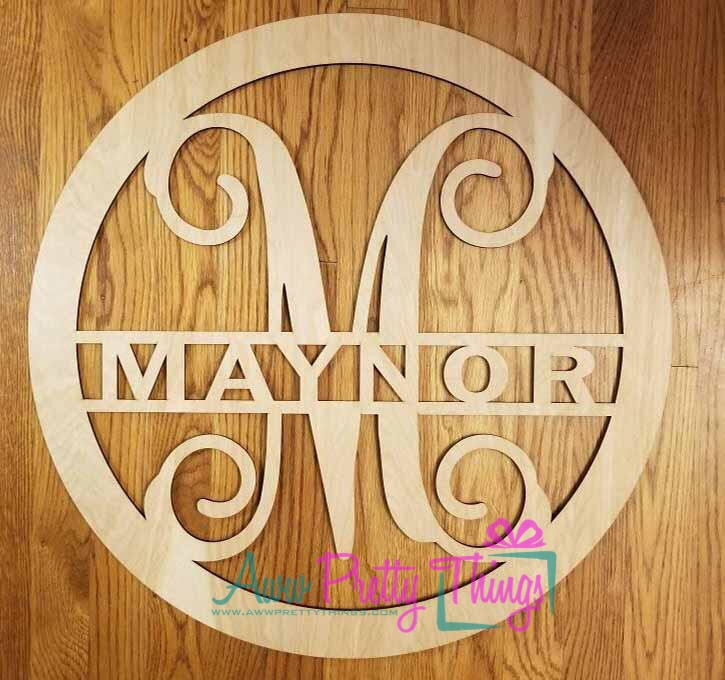 Initial with Name Wooden Doorhanger