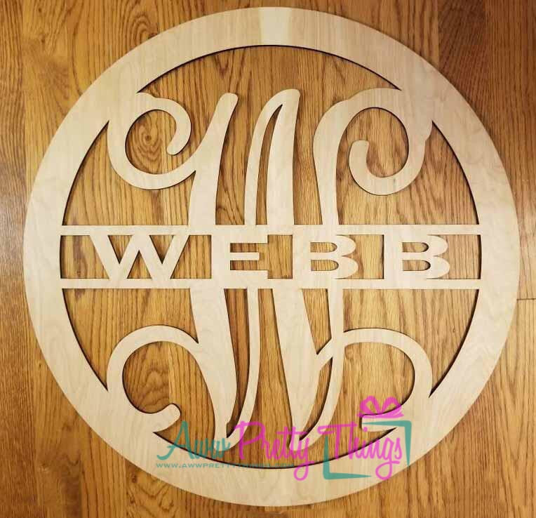 Initial with Name Wooden Doorhanger