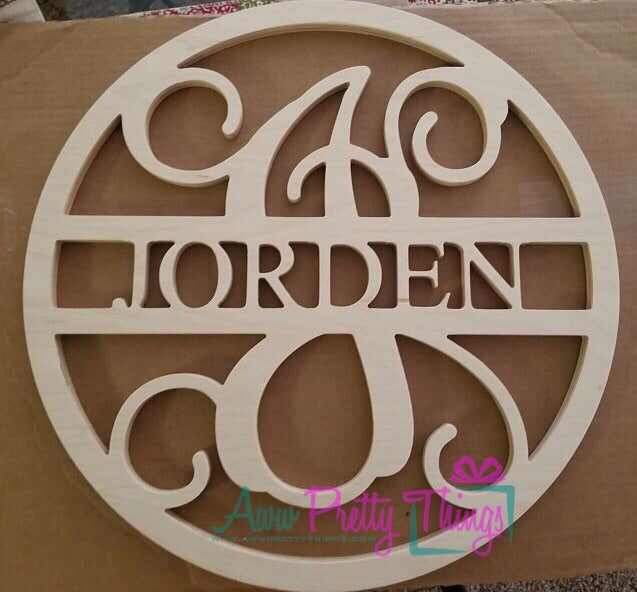 Initial with Name Wooden Doorhanger