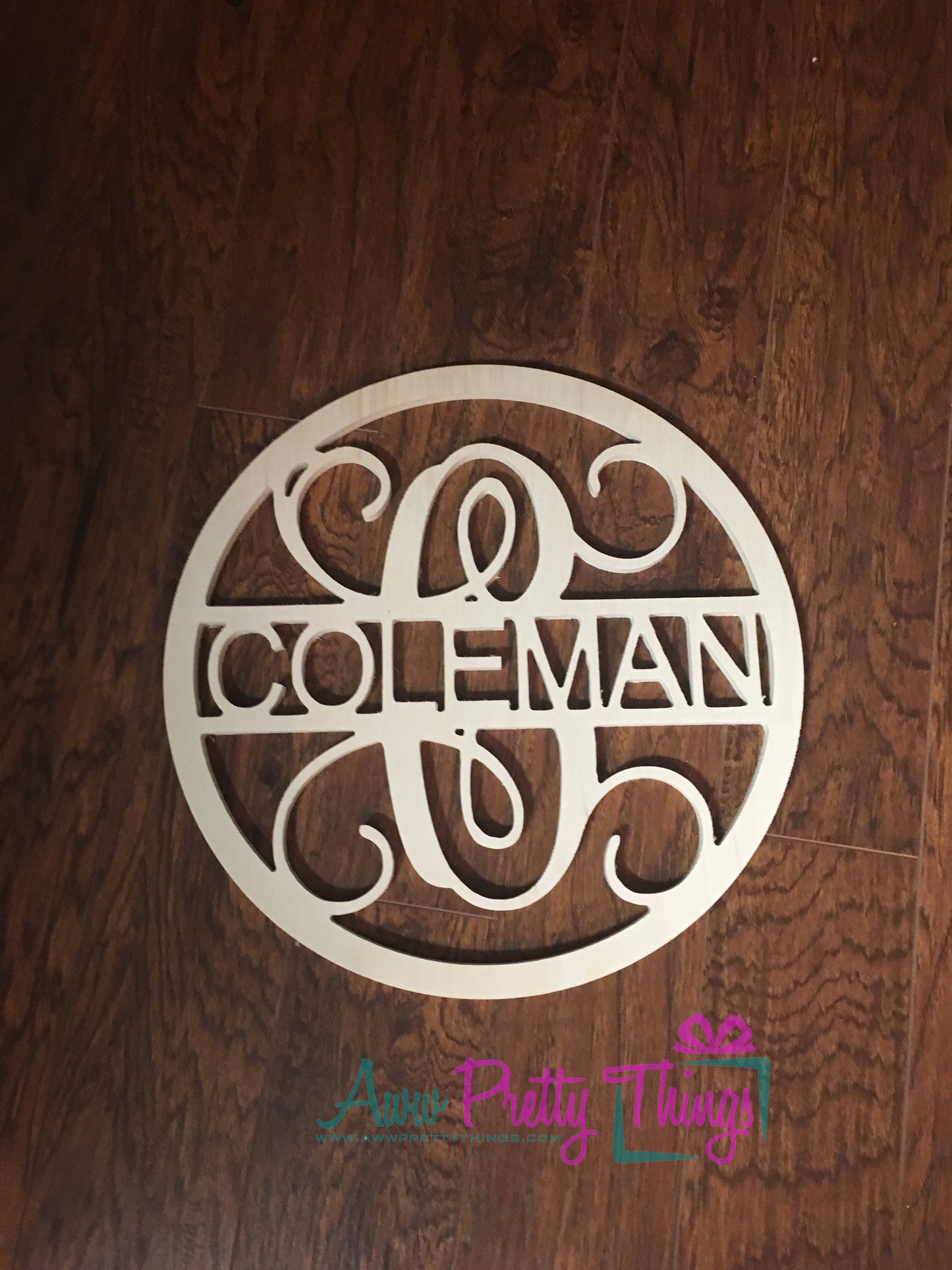 Initial with Name Wooden Doorhanger