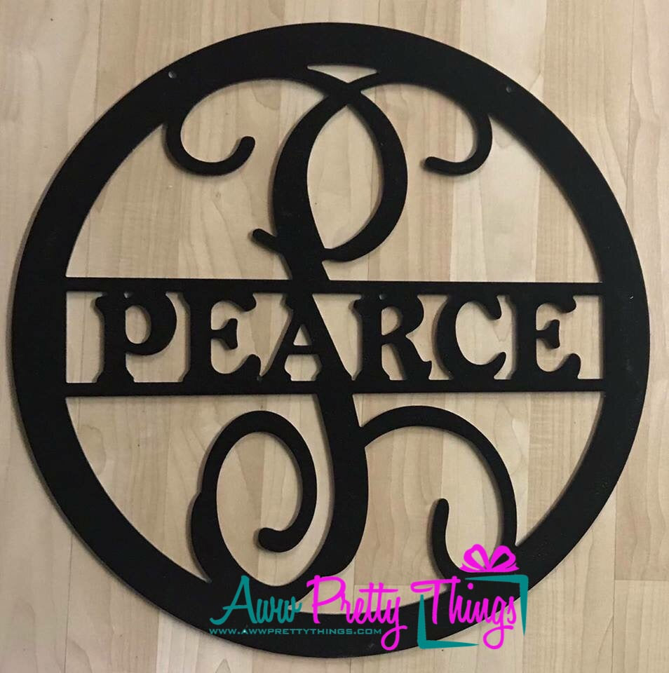 Initial with Name Wooden Doorhanger