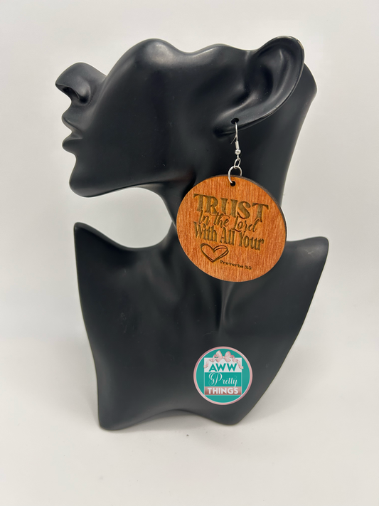 Trust In The Lord With All Your Heart  Engraved Earrings