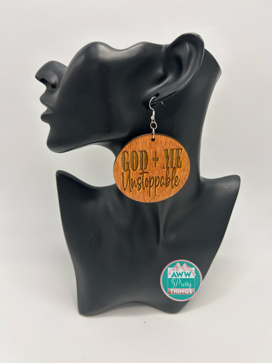 God + Me Unstoppable Engraved Earrings