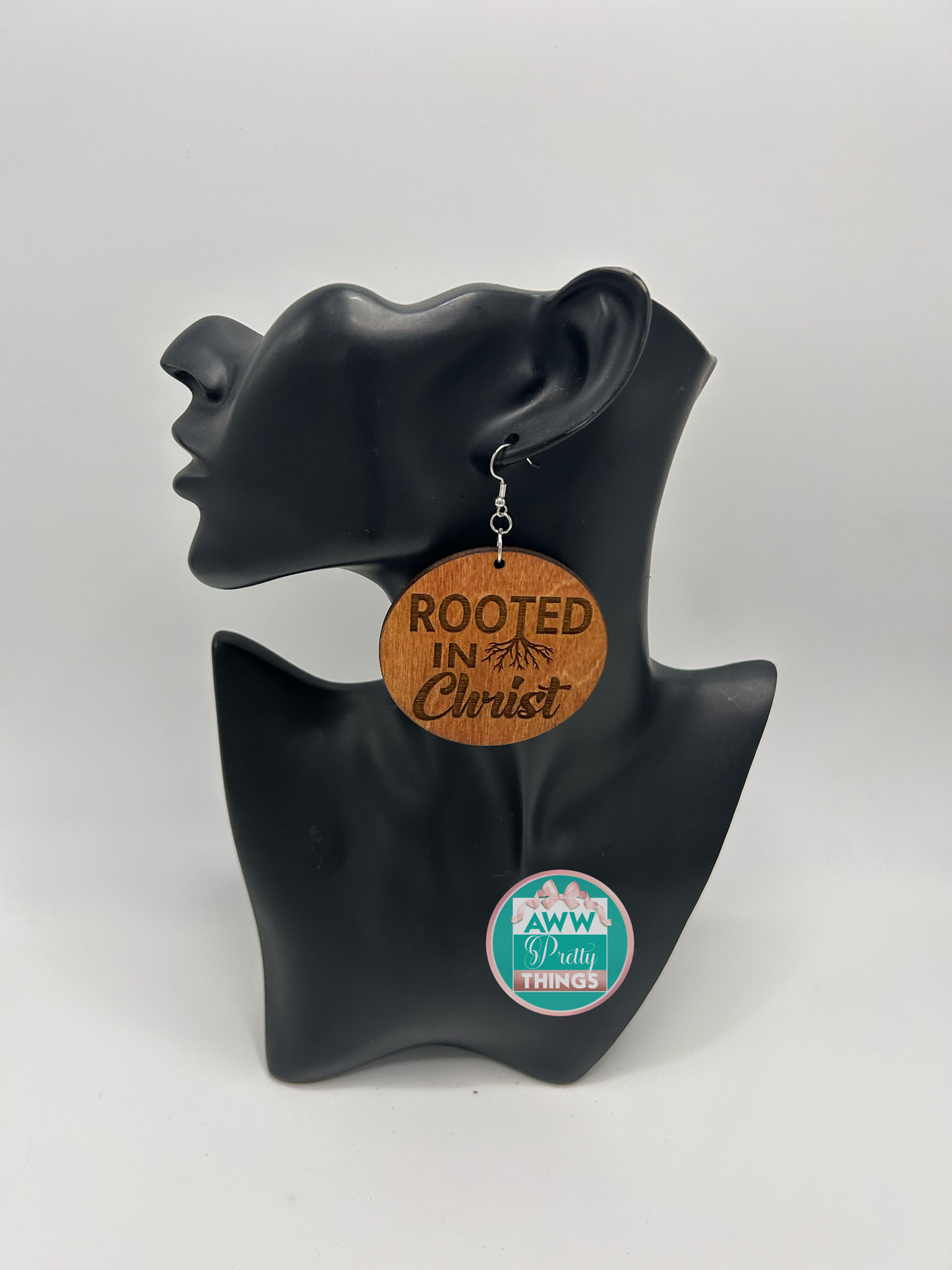 Rooted In Christ  Engraved Earrings