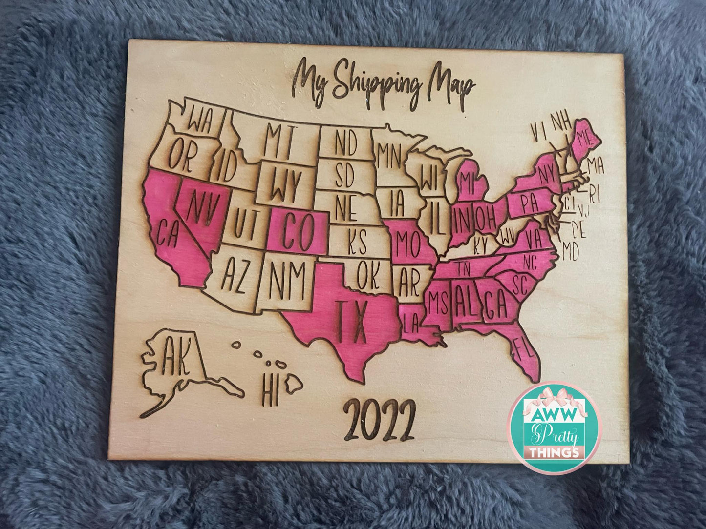 Wooden Engraved Sales Shipping Map