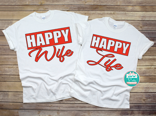 Happy Wife Happy Life Couples Shirts