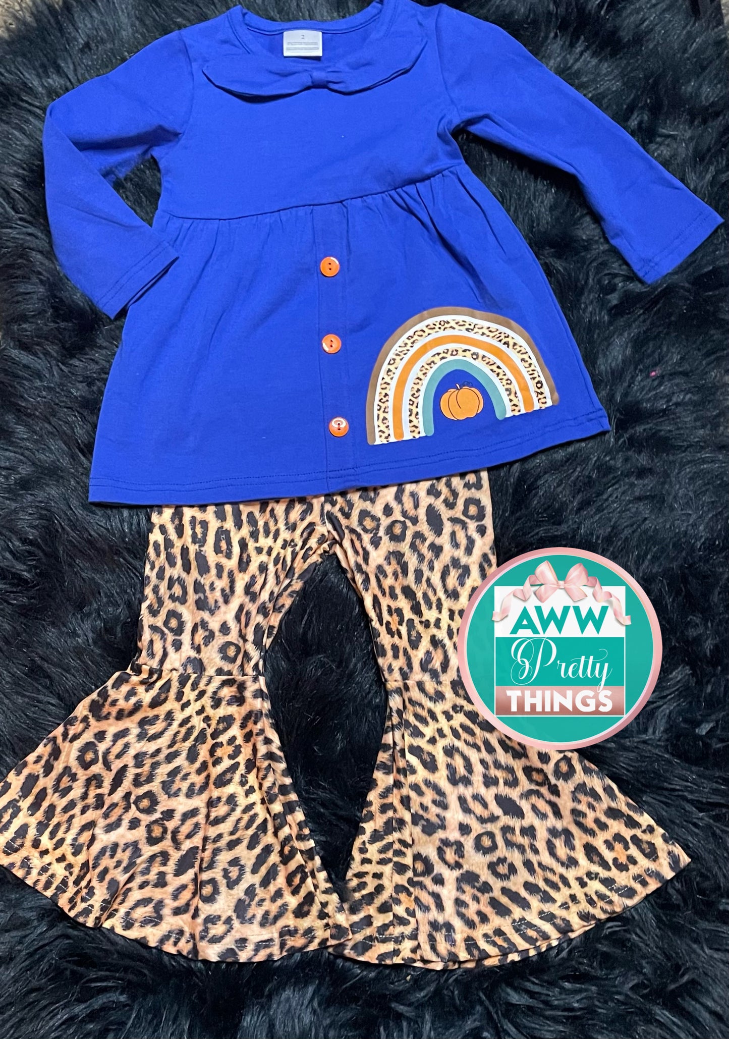Blue Pumpkin Rainbow Shirt & Leopard Bell Pants